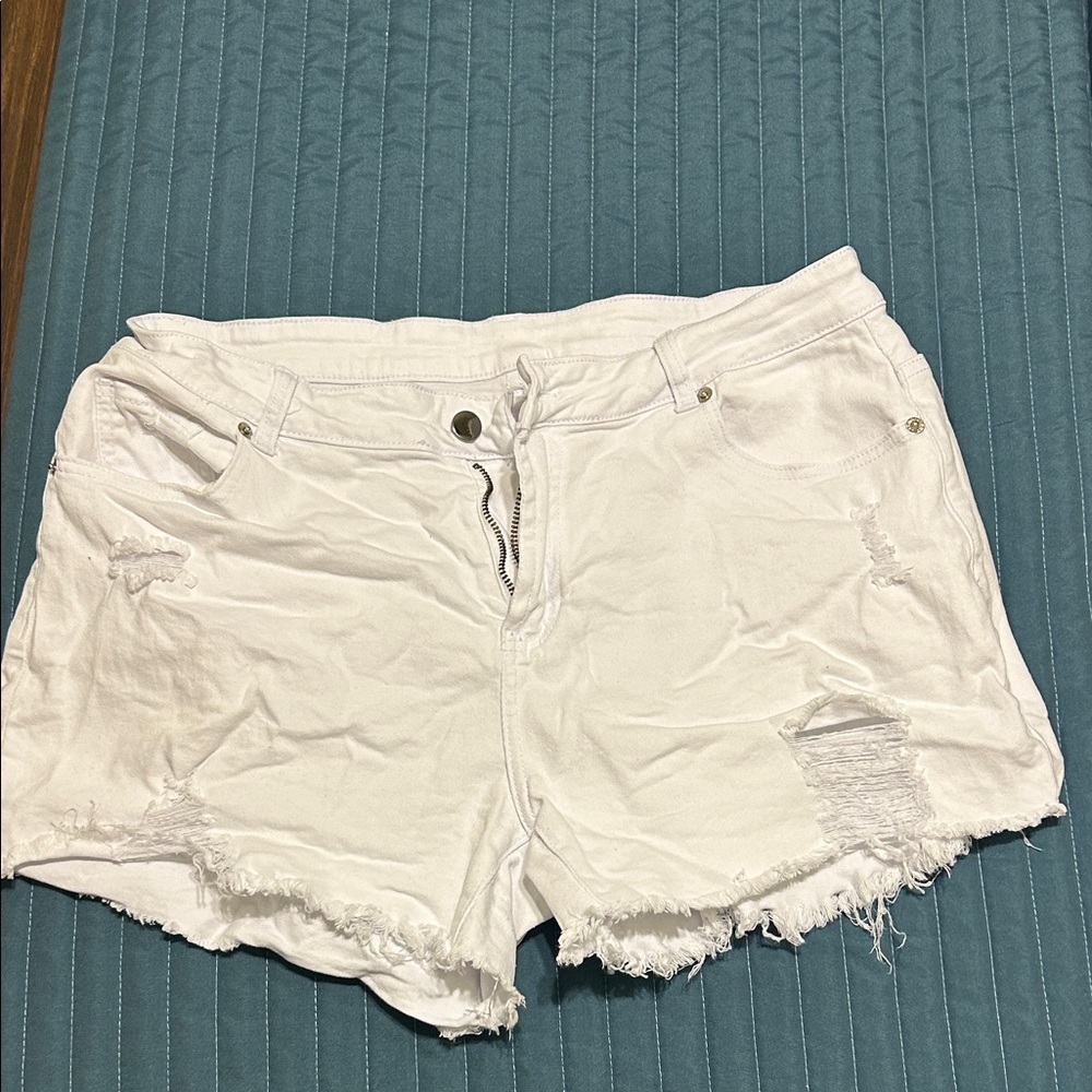 White Distressed Women Shorts